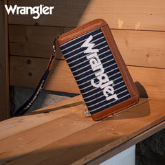 Wrangler Leather Trim Canva Wristlet Wallet