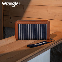 Wrangler Leather Trim Canva Wristlet Wallet