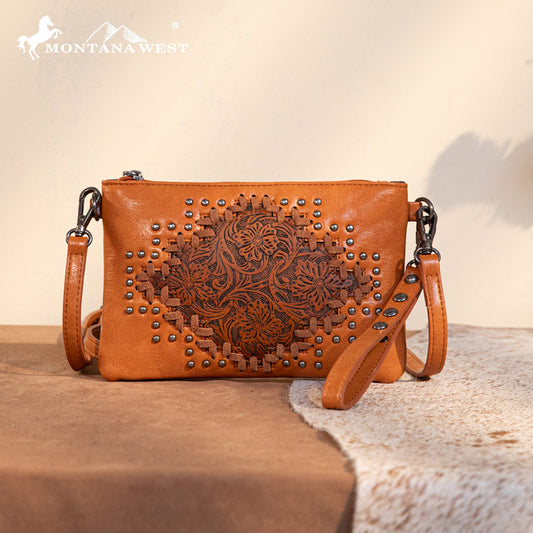 Montana West Tooled Studded Crossbody