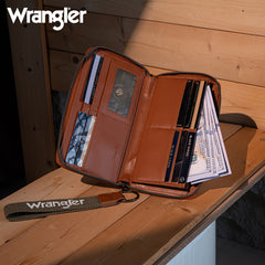 Wrangler Leather Trim Canva Wristlet Wallet