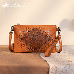 Montana West Tooled Studded Crossbody