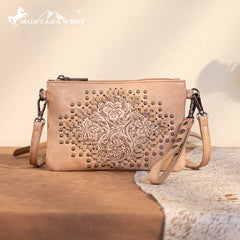 Montana West Tooled Studded Crossbody