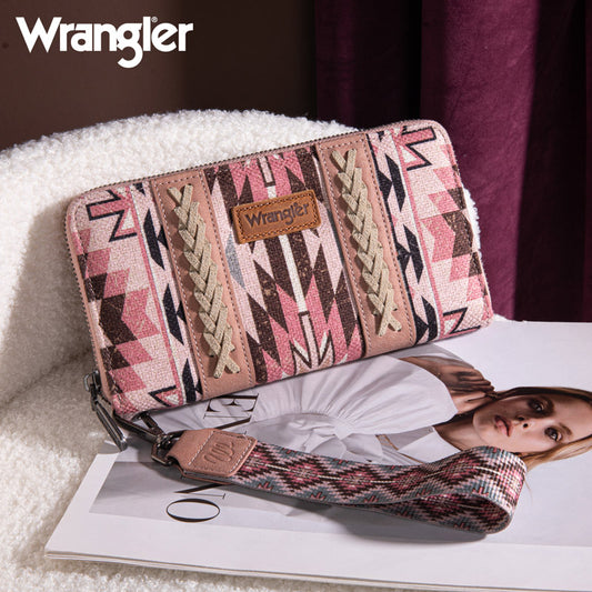 Wrangler Aztec Embroidered Canvas Whipstitch Wristlet