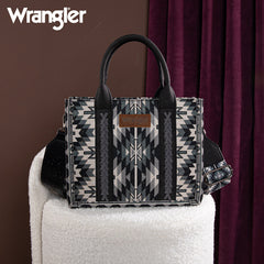 Wrangler Aztec Embroidered Whipstitch Canvas Tote Bag