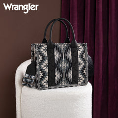 Wrangler Aztec Embroidered Whipstitch Canvas Tote Bag