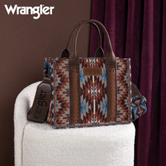 Wrangler Aztec Embroidered Whipstitch Canvas Tote Bag