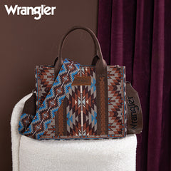 Wrangler Aztec Embroidered Whipstitch Canvas Tote Bag