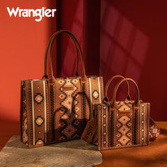 Wrangler Aztec Southwestern Pattern Dual Sided Print Canvas Tote/Crossbody Bag Collection - Cowgirl Wear