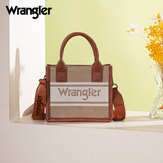 Wrangler Leather Trim Canva Crossbody Tote Bag