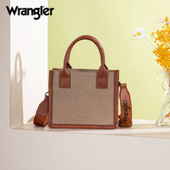 Wrangler Leather Trim Canva Crossbody Tote Bag