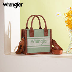 Wrangler Leather Trim Canva Crossbody Tote Bag