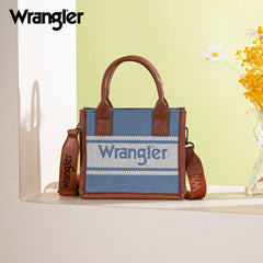 Wrangler Leather Trim Canva Crossbody Tote Bag