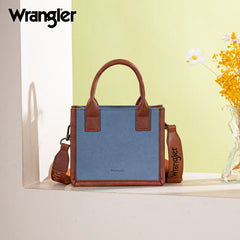 Wrangler Leather Trim Canva Crossbody Tote Bag