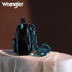 Wrangler Cow Print  Decorated Zipper Mini Backpack