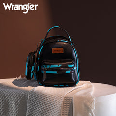 Wrangler Cow Print  Decorated Zipper Mini Backpack