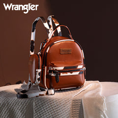 Wrangler Cow Print  Decorated Zipper Mini Backpack