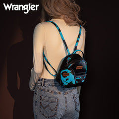 Wrangler Cow Print  Decorated Zipper Mini Backpack