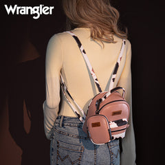 Wrangler Cow Print  Decorated Zipper Mini Backpack