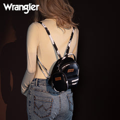 Wrangler Cow Print  Decorated Zipper Mini Backpack