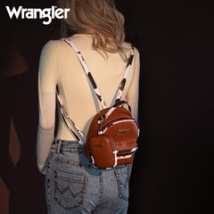 Wrangler Cow Print  Decorated Zipper Mini Backpack