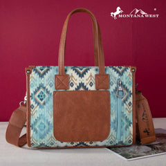 2024 New Montana West Allover Aztec Distressed Tote/Crossbody Canvas Bag