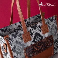 2024 New Montana West Allover Aztec Distressed Tote/Crossbody Canvas Bag