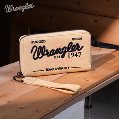 Wrangler Letters Embroidered Canvas Wristlet