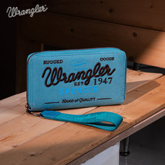 Wrangler Letters Embroidered Canvas Wristlet