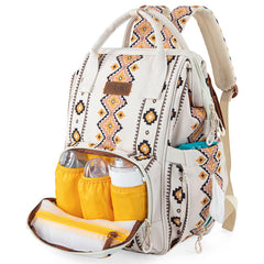 2024 New Wrangler Aztec Southwestern Pattern Dual Sided Print Multi-function Backpack-TAN