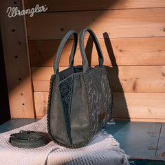 Wrangler Embroidered Boot Scroll Tote Bag