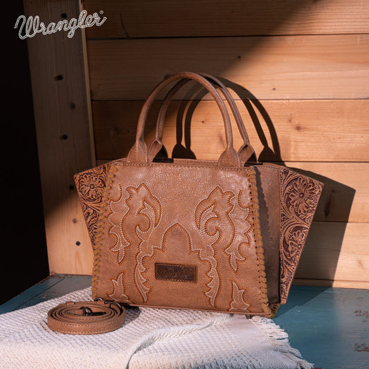 Wrangler Embroidered Boot Scroll Tote Bag