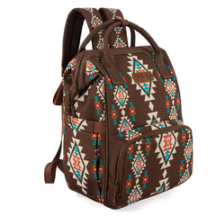 2024 New Wrangler Aztec Southwestern Pattern Dual Sided Print Multi-function Backpack-COFFEE