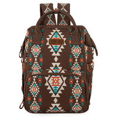 2024 New Wrangler Aztec Southwestern Pattern Dual Sided Print Multi-function Backpack-COFFEE