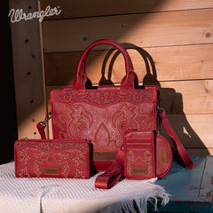 Wrangler Embroidered Boot Scroll Crossbody Purse Set