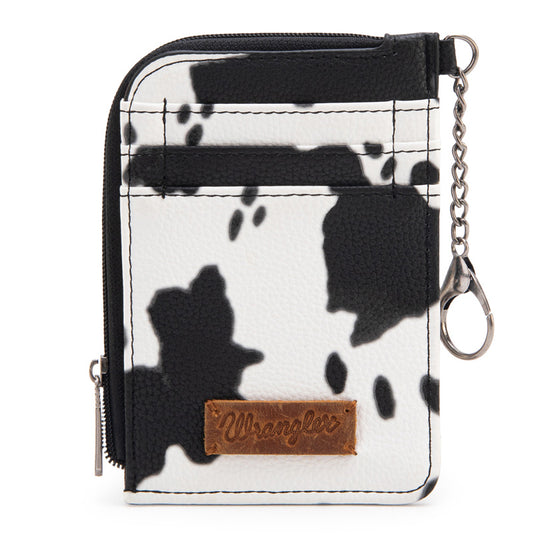 Wrangler Cow Print Mini Zip Card Case