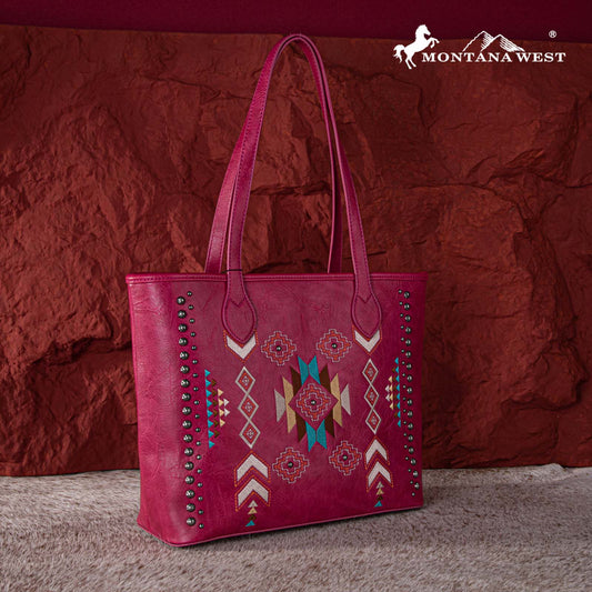 Montana West Aztec Embroidered Collection Concealed Carry Tote