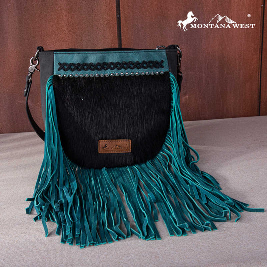 Montana West Hair-on Fringe Collection Crossbody Bag