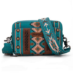 Wrangler Aztec Printed Crossbody Purse-Turquoise