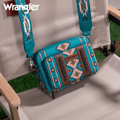 Wrangler Aztec Printed Crossbody Purse-Turquoise