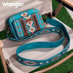 Wrangler Aztec Printed Crossbody Purse-Turquoise