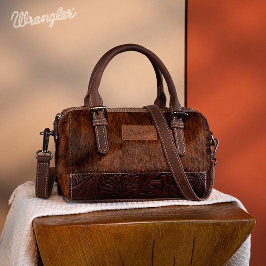 Wrangler Genuine Hair-On Cowhide Barrel Bag/Crossbody