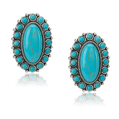 Rustic Couture's® Natural Stone Oval Concho Earrings