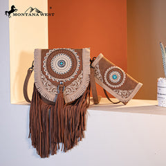 Montana West Concho Fringe Crossbody Purse Set