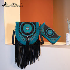 Montana West Concho Fringe Crossbody Purse Set