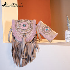 Montana West Concho Fringe Crossbody Purse Set