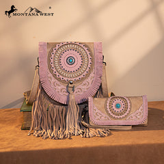 Montana West Concho Fringe Crossbody Purse Set