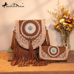 Montana West Concho Fringe Crossbody Purse Set