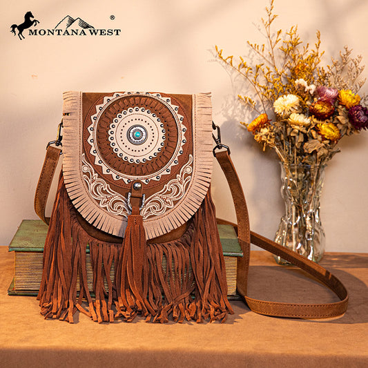 Montana West Concho Fringe Crossbody Purse