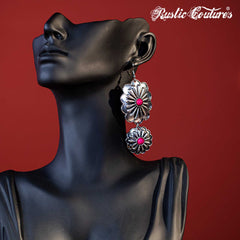 Rustic Couture's Silver Concho with Natural Stone Dangling Earring