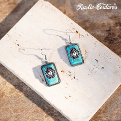 Rustic Couture's Bohemian Rectangular Block Synthetic Turquoise Earring